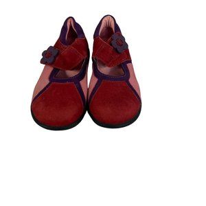 Elefanten Girls Red Purple Maroon Mary Jane Style Suede Shoes Size 25